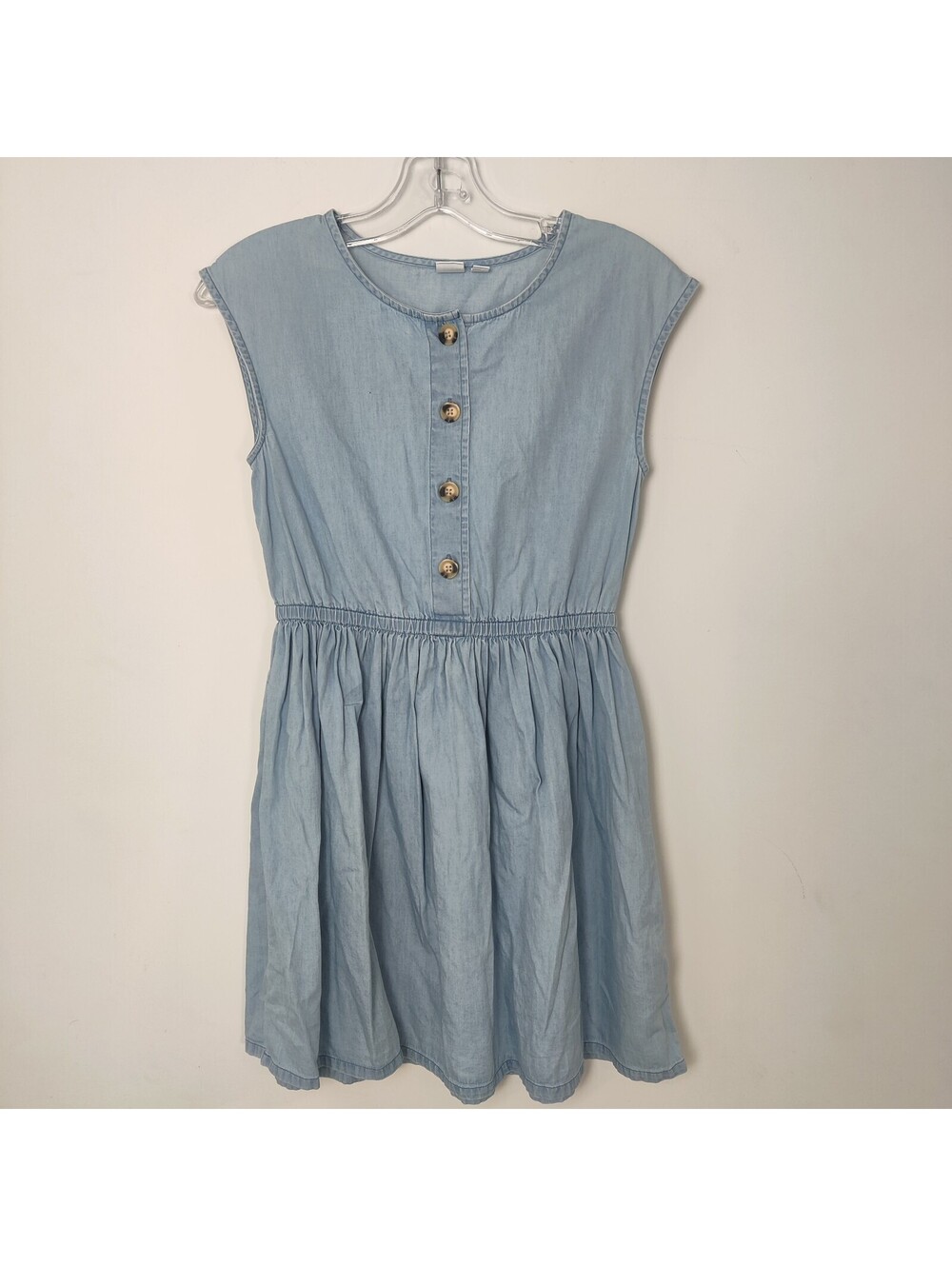 Gap Kids Chambray Denim Cap Sleeve Button Front Fit & Flare Dress XL / Fits XS